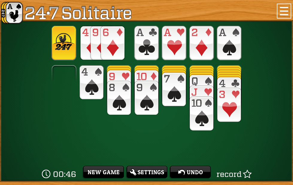 klondike solitaire stock and waste